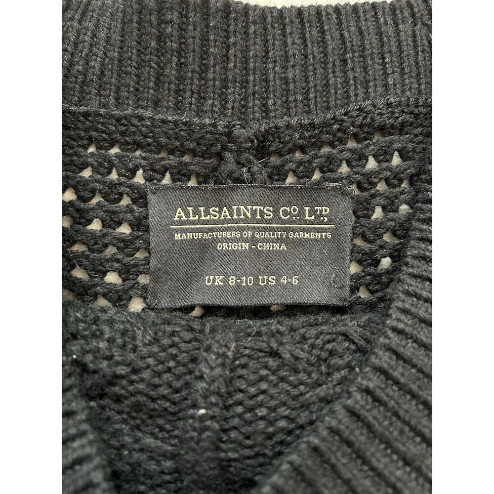 Allsaints Open Knit Erbus Black Pullover Hi Low Cape  Size 4 - 6 Small - Picture 8 of 11